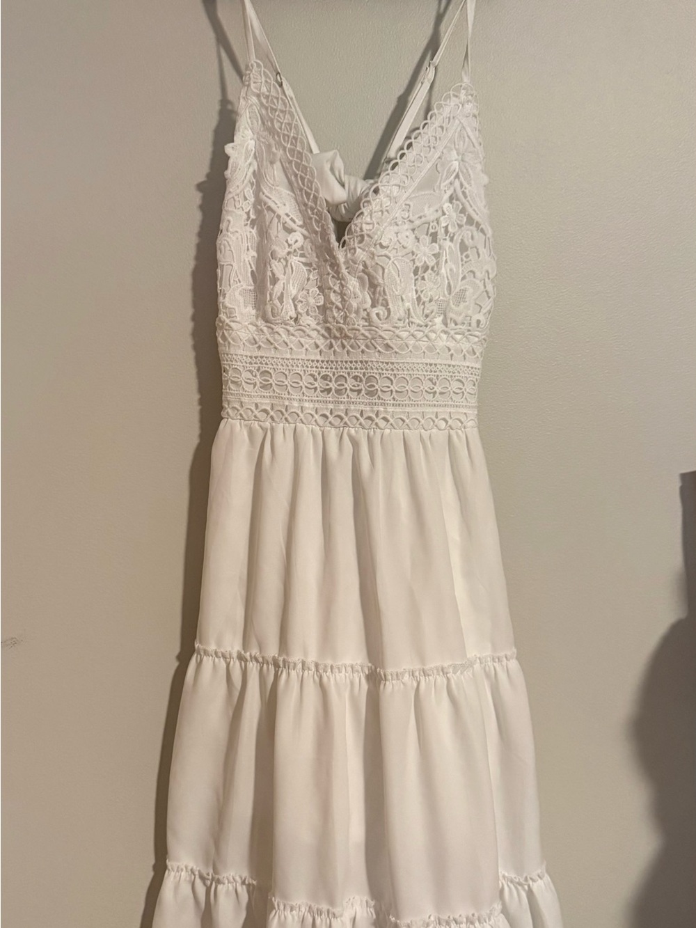 Amazon White Strapless Lace Bodice Maxi Dress